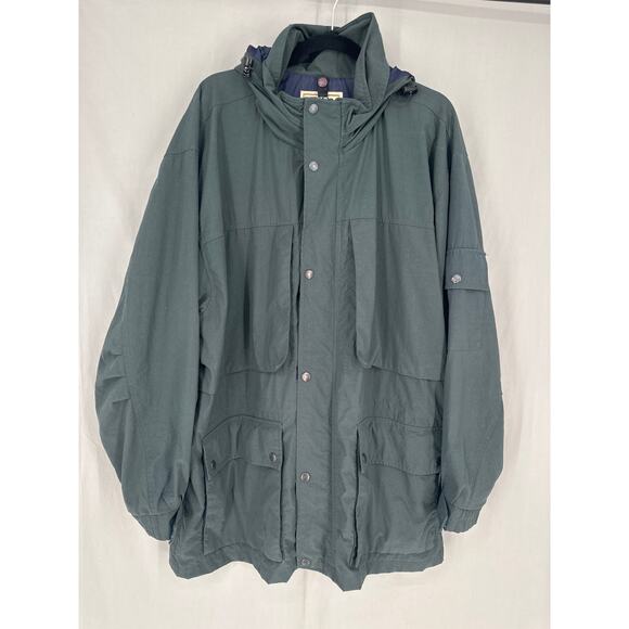 Vintage Woolrich Jacket Coat Parka Mens XL Green Zip Hooded Outdoors Nylon - Picture 1 of 7